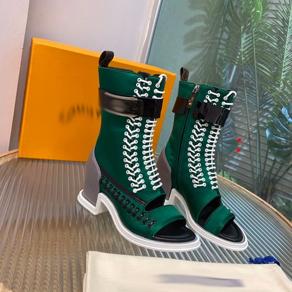 

womens designers boots leather martin ankle chaelsea boot fashion wave colored rubber outsole elastic webbing luxury platform tire bottega -, Black