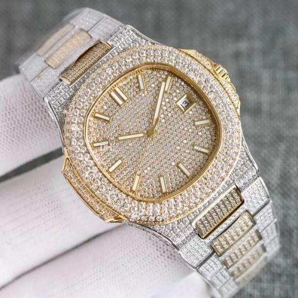 

diamond watch mens watches full automatic mechanical wristwatch 40mm stainless steel diamonds strap sapphire life waterproof design wristwat, Slivery;brown