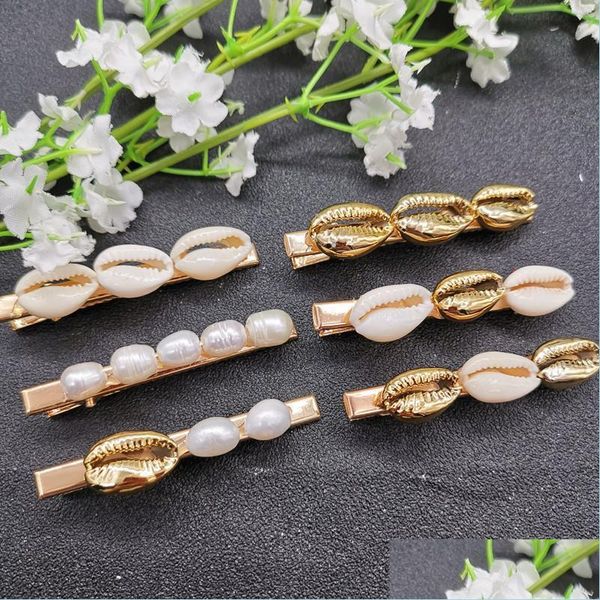 

hair clips barrettes hair clips barrettes natural shell for women barrette fashion simated pearl hairpins trendy handmade accessor dhds6, Golden;silver