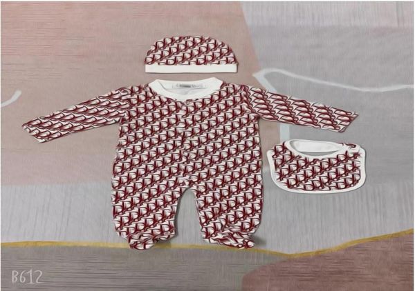 

toddler infant romper baby clothing sets boys girls full sleeve cotton soft jumpsuits rompers hat bib 3pcsset suit4062007, Blue