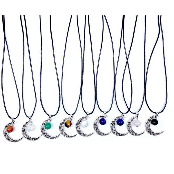 

pendant necklaces 12mm reiki stones ball turquoise pink quartz vintage moon frame charms pendant necklace for women men gift accesso dhuvp, Silver
