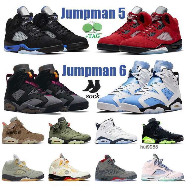 

2022 jumpman 5 jumpman 6 unc basketball shoes designer women men trainers bordeaux 6s british khaki easter camo racer blue 5s green bean jor, Black