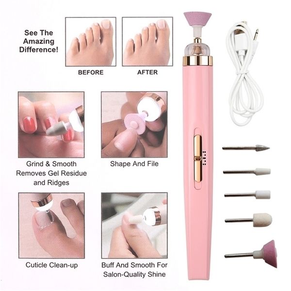 

nail art equipment manicure machine set electric drill polisher cordless usb rechargeable with led cutters mill for pedicure accessor 221109, Silver