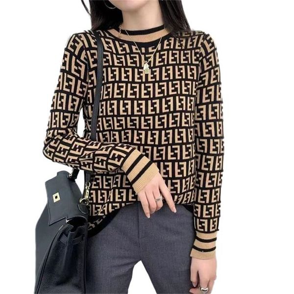 

paris designer women's sweaters knitwear autumn crewneck striped fashion long sleeve women's high-end jacquard cardigan knit sweat, White;black