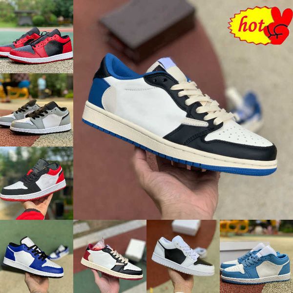 

2022 fragment ts jumpman x 1 1s low basketball shoes starfish white brown red gold banned unc court purple black toe shadow panda noble