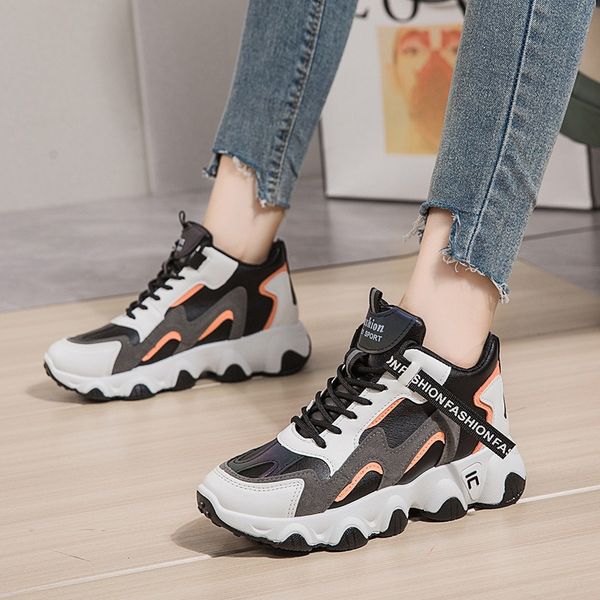 

high daddy shoes women's shoes new spring and autumn 2023, Red;white