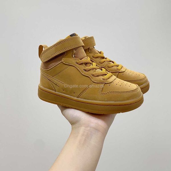 

2022 basketball shoes 2s court borough mid 2 wheat black gum light brown little kids sneakers children boys girls sports shoes cd7783-701 us