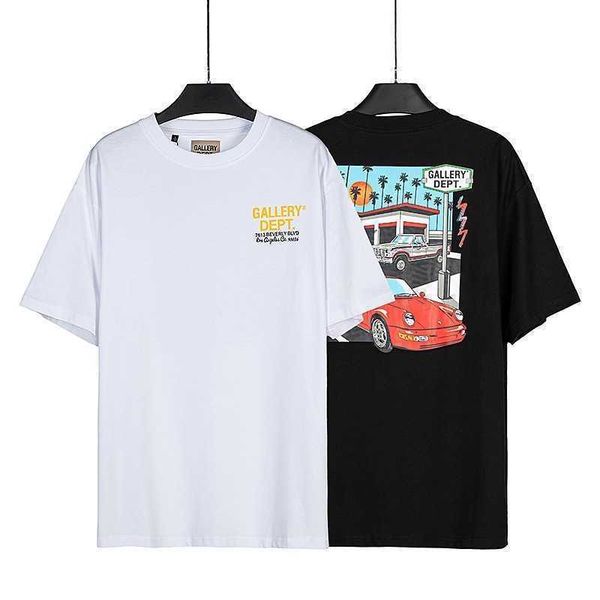 

mens tees gallerydept t-shirts designer tshirts 2022 summer print loose short sleeve tshirt mens and womens high street hip hop american hal, White;black