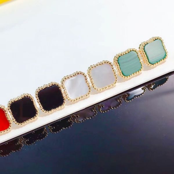 

deluxe 4 leaf grass diamond earrings fashion shell earrings 18k gold wedding jewelry 316l stainless steel, Golden;silver