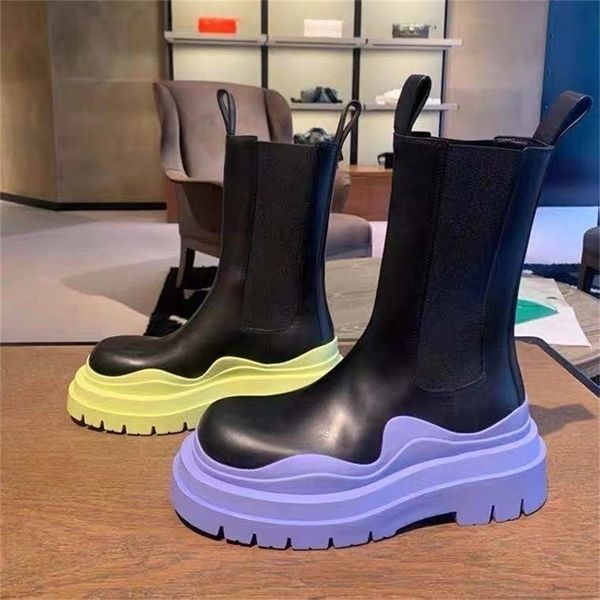 

boots women chunky heel ankle woman shoes autumn brand designer chelsea female platform lasdies fashion combat 221109, Black
