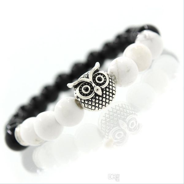 

beaded new owl natural stone beads bracelet bangle for men women yoga lava jewelry fashion accessories lovers will and sandy drop de dhxf9, Black
