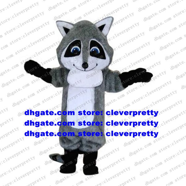 

grey long fur mascot costume raccoon racoon procyon lotor cartoon character marketing promotions opening ceremony zx631, Red;yellow