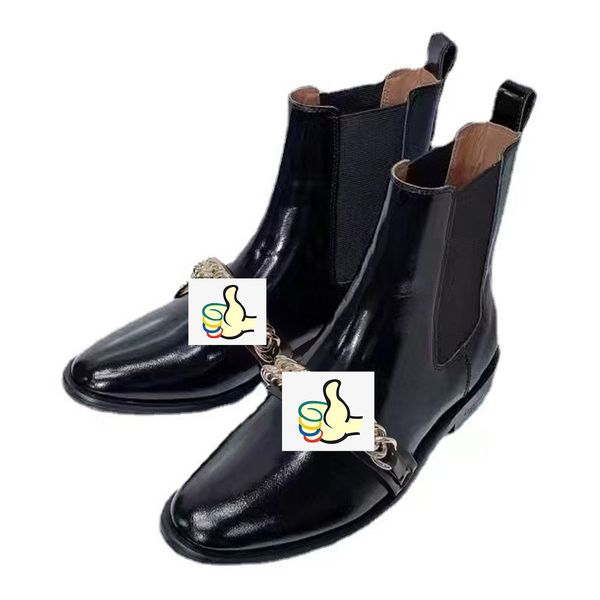 

brand designer of motorcycle boots 2022 winter popular women's thick sole cool motorcycle chain chelsea versatile casual martin, Black
