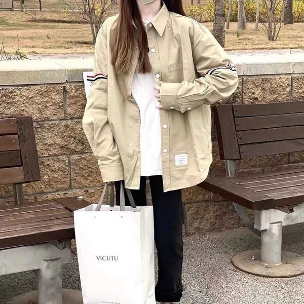 

luxury shirt designer thoms brownns blouse net red same tb shirt men and women fashion brand couple versatile leisure shirts loose casual c4, White;black