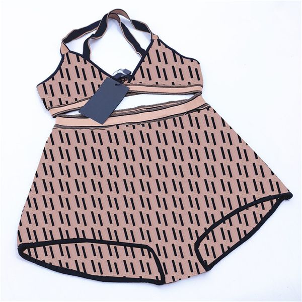 

leisure knitted bikini set full letter printed beachwear ladies bathing suit women soft swimwear for swimming wear with tags, White;black