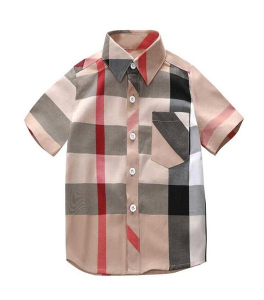

lovely baby boys plaid shirt summer cotton kids turndown collar short sleeve shirts fashion boy clothes children clothing9844450, White;black