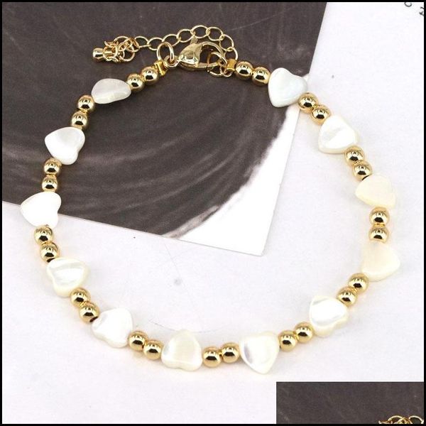 

charm bracelets charm bracelets 5pcs white star / heart shell beads bracelet rainbow bead for women jewelry 2022 girlfriend giftchar dhj8b, Golden;silver