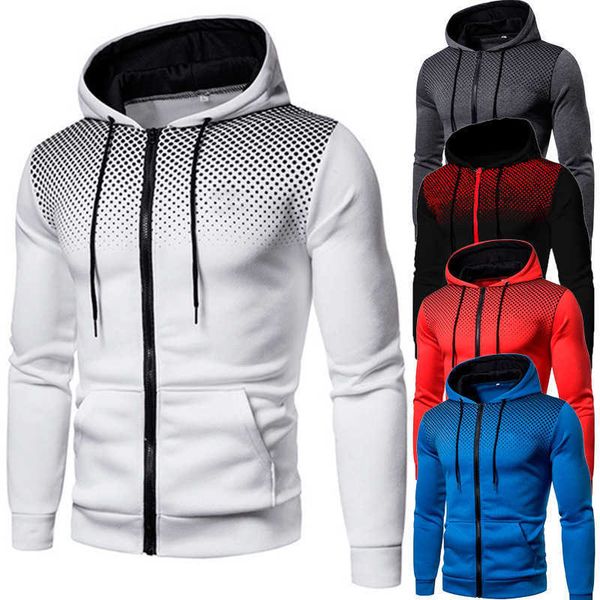 

men's hoodies sweatshirts new cardigan winter digital printing sweater men's gradient design top, Black