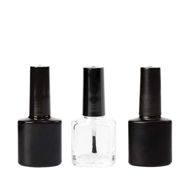 

100pcs 10ml empty square glass nail polish bottle in uv black and clear color with black cap