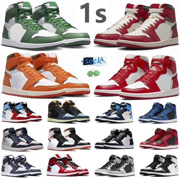 

1 1s mens basketball shoes sneaker lost found gorge green yellow toe starfish bred patent dark mocha grey fog denim shadow unc men women