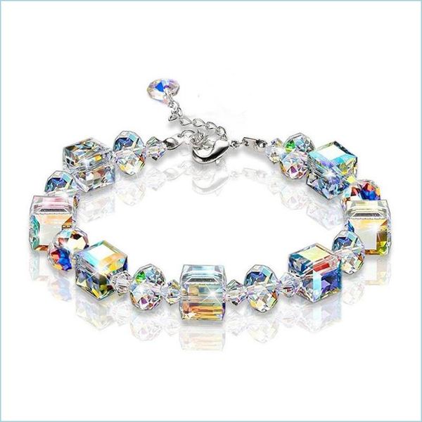 

charm bracelets rainbow diamond bracelet crystal pyramid women charm bracelets fashion jewelry will and sandy drop ship delivery dho0f, Golden;silver