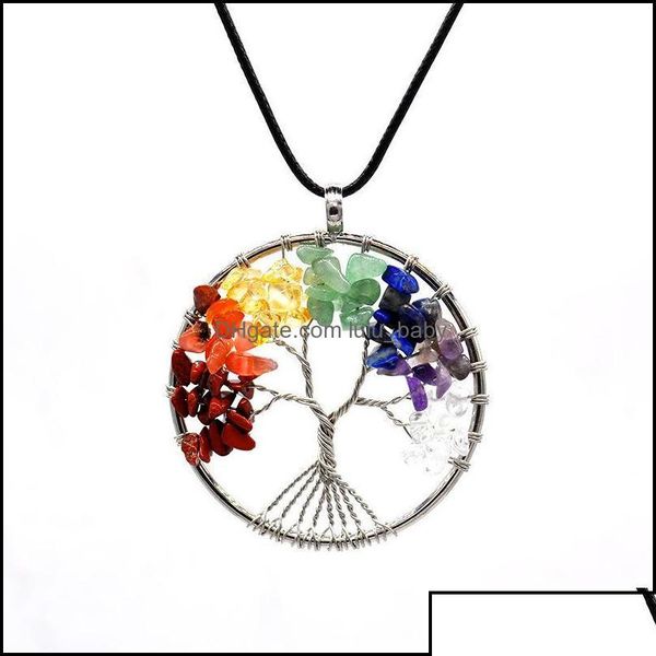 

necklaces pendant necklaces pendants jewelry 12pc / set tree of life necklace 7 chakra stone beads natural amethyst sier cha otbrn, Silver
