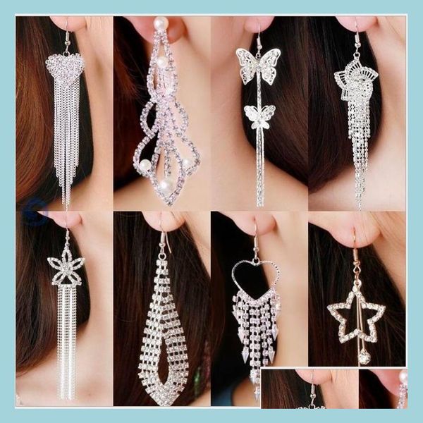 

dangle chandelier mix tassel dangle chandelier earrings exaggerated super long rhinestone s windmill fringe ear wire drop earings dhdsu, Silver