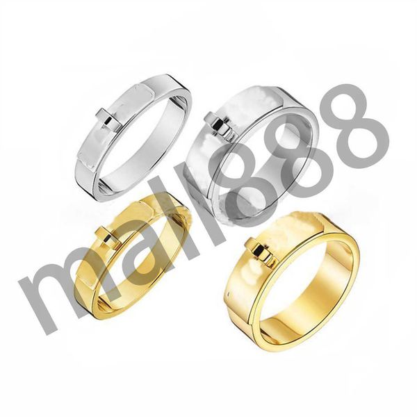 

h buckle rings designer fashion titanium steel man woman ring jewelry modern style 18 k gold anniversary gifts, Silver