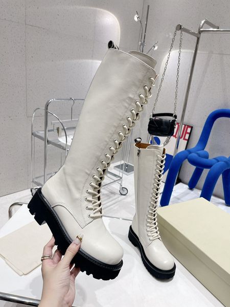 

european station autumn and winter 2022 women's boots thick heel round head strap retro cow leather tall martin, Black