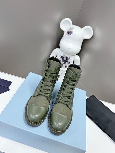 

men women designers boots ankle martin boots and nylon boot military inspired combat boots nylon attached to the ankle large size with bags, Black
