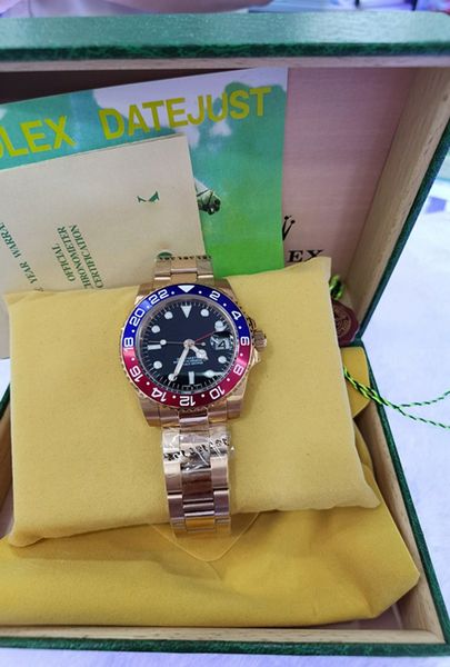 

with original box mens watches 41mm automatic mechanical watch full stainless steel blue red ceramic sapphire wristwatches super luminous mo, Slivery;brown