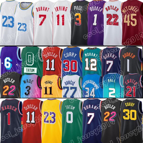 

james dwyane harden jimmy butler wade jerseys basketball devin booker paul curry mitchell ball derozan young doncic embiid miamis lakeres he, Black;red