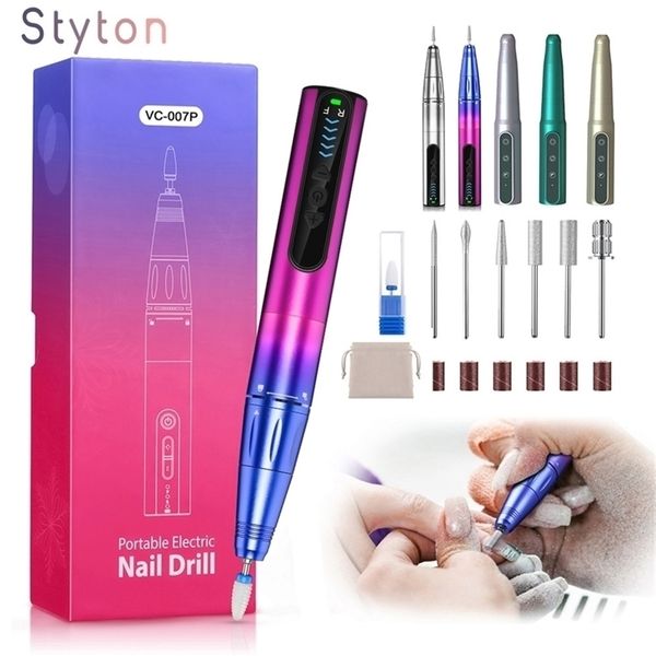 

nail art equipment styton 30000rpm electric drill machine usb rechargeable file kit manicure pedicure polishing shape tools 221109, Silver