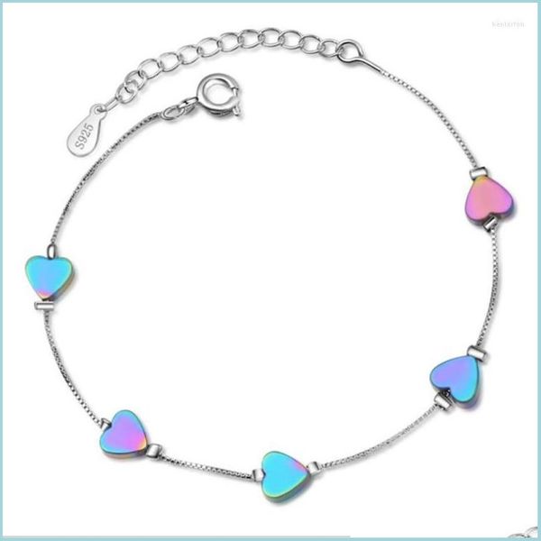 

charm bracelets charm bracelets sier plated for women jewelry fashion color stone heart girl birthday gift lover accessories trendy dhcso, Golden;silver