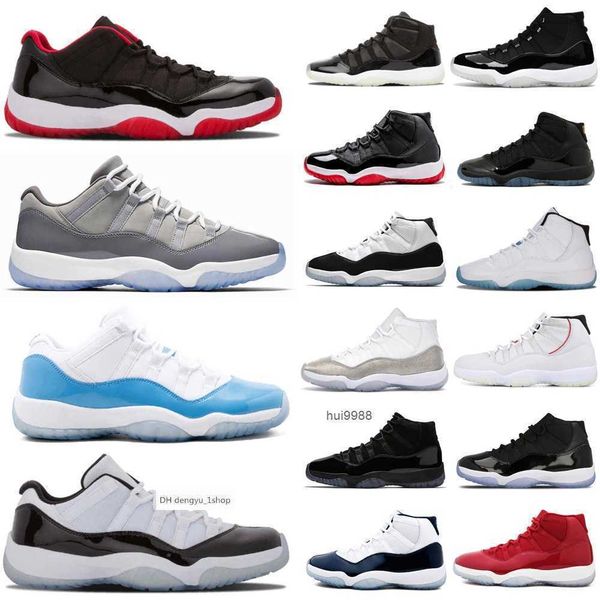 

jumpman 11 11s basketball shoes women sneakers 25th anniversary low white bred legend blue pantone citrus space jam iridescent concord 45 jo, Black