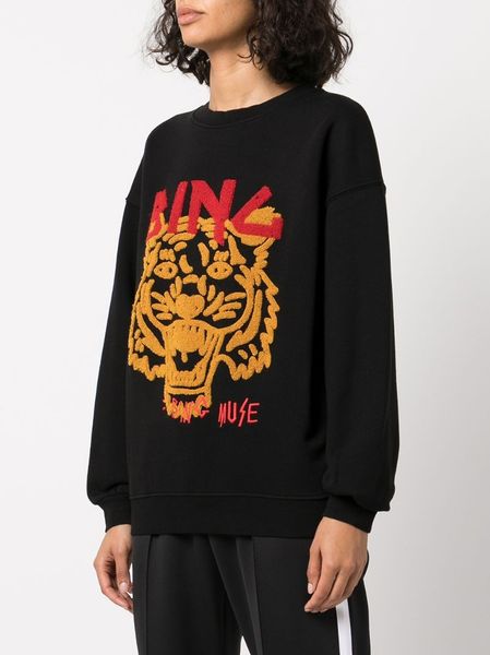 

women designer sweatshirt ab embroidery bing lining fleece round neck sweater fashion anines pullover hoodie, Black