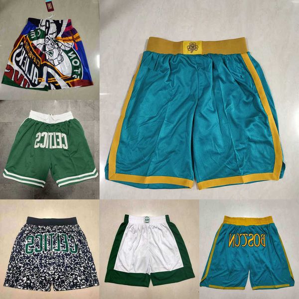 

boston''celtics''men throwback basketball shorts pocket, Black