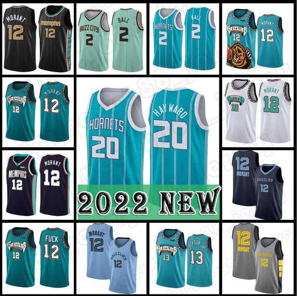 

gordon 20 hayward lamelo 2 ball basketball''nba''memphi charlottes 12 ja morant hornet jerseys grizzlie 21-22 new season, Black;red
