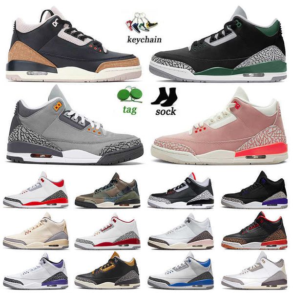 

3s basketball shoes for men women jumpman 3 rust pink cool grey jordens sneakers