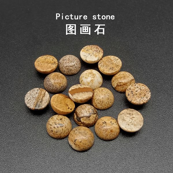 

4/6/8/1012/14mm gemstone cabochons natural synthetic stone beads picture jasper cabochons for earring necklace bracelet, Black
