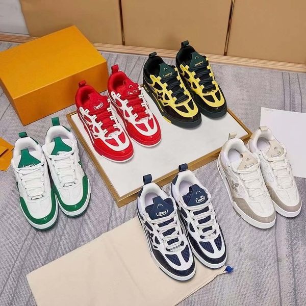 

1854 sneakers us12 designer mens luxury casual shoes embossed leather curb sneakers classic calfskin stripe stretch cotton low rubber platfo, Black