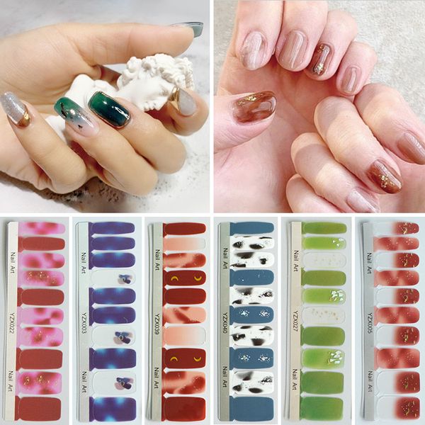 

wholesale 20 tips nail stickers gold stamp decals flowers diy nails polish art with decoration manicure tools set, Black