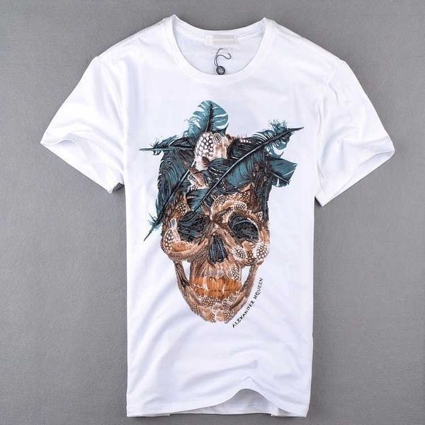 

mcqueen skeleton men's t-shirt printed casual cropped men's sport t-shirt 3d stereoscopic design, White;black