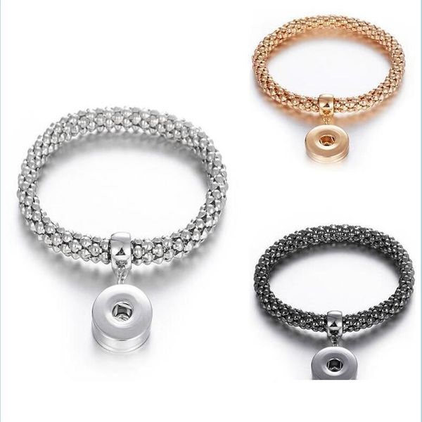 

charm bracelets noosa snap bracelet jewelry sier goldb elastic ginger buttons charm bangle fit diy 18mm snaps classic drop delivery dhkfp, Golden;silver