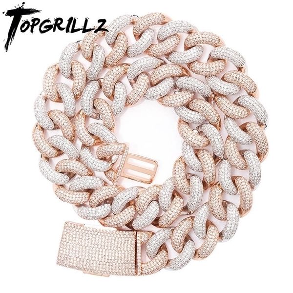 

pendant necklaces rillz 14mm 20mm est box clasp micro pave iced cz cuban link chains luxury bling jewelry fashion hiphop for men 221109, Silver