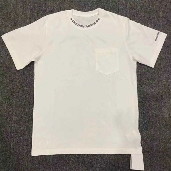 

hearts brand chiome ch ciosin 2022 new neckline letter solid loose short sleeve t-shirt tee, White;black