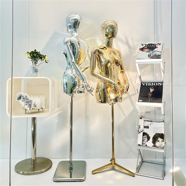 

4style whole body electroplating female hand jewelry packaging mannequin props women clothing store display stand sitting posture model e016, Khaki
