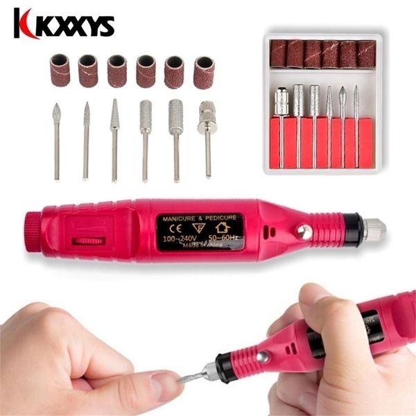 

nail art equipment 1 set professional electric manicure machine drill pen pedicure file polish shape tool feet care tools kit 221109, Silver
