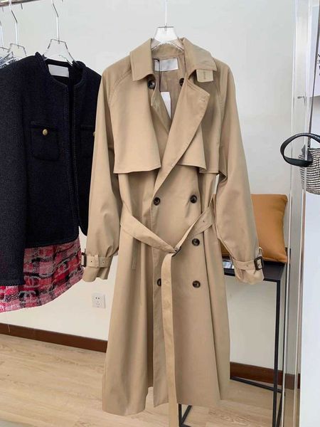 

women's trench coats shenzhen nanyou 22 autumn winter british casual khaki lapel double breasted trench, Tan;black