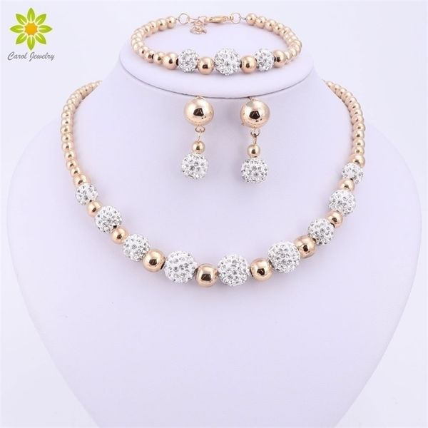 

wedding jewelry sets gold color set nigerian african beads costume bracelet earring necklace 221109, Slivery;golden